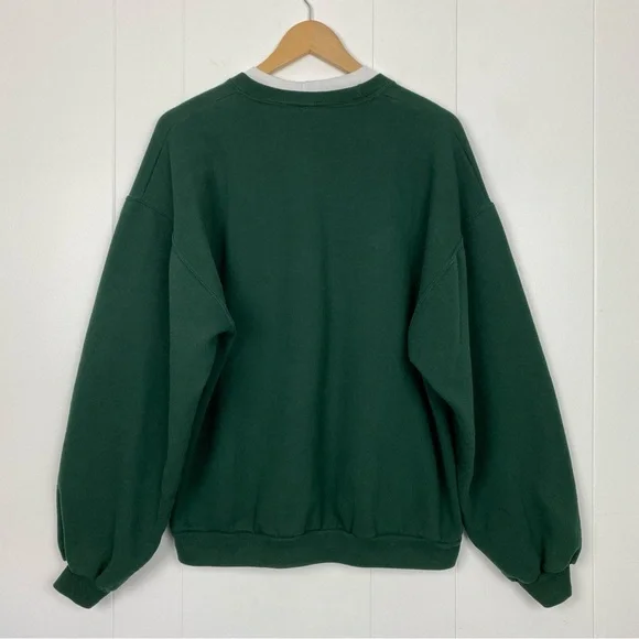 Vintage Sweatshirt Women's Size Large Birds Cardinals Winter Green Double Collar - Picture 3 of 11